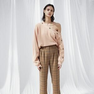 NANUSHKA Camerin Off Shoulder Sweater Apricot Pink Sz M {NN48}